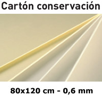 <b>CARTN BLANCO CONSERVACIN</b> 100% CELULOSA SIN CIDO 80x120 cm. y 0,6 mm.