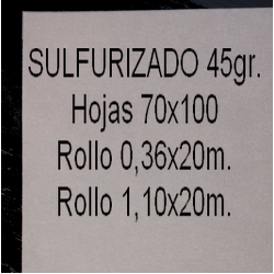PAPEL SULFURIZADO 45gr. Rollos 0,36x20 m.